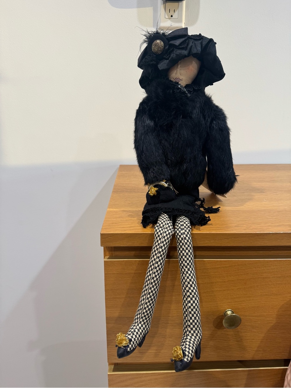 Carmen Manago
Collectible Art Cloth Doll
- Black Fur Coat, Lace & Checkered Stoc
